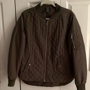 Charles River Apparel Olive Green Quilted Bomber Jacket